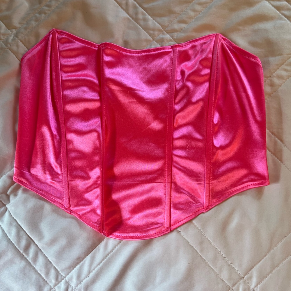 Vibrant Pink Satin Corset Top